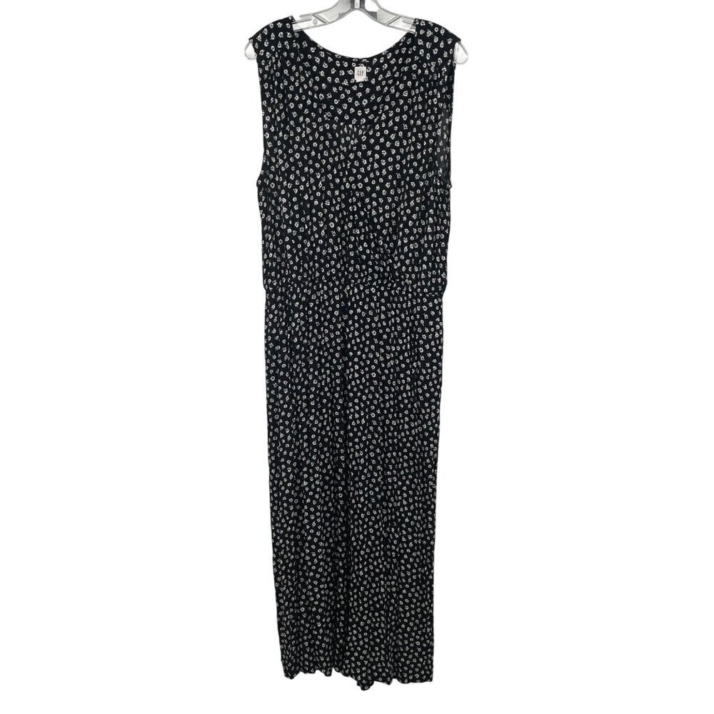 GAP Black Sleeveless Printed Jumpsuit
